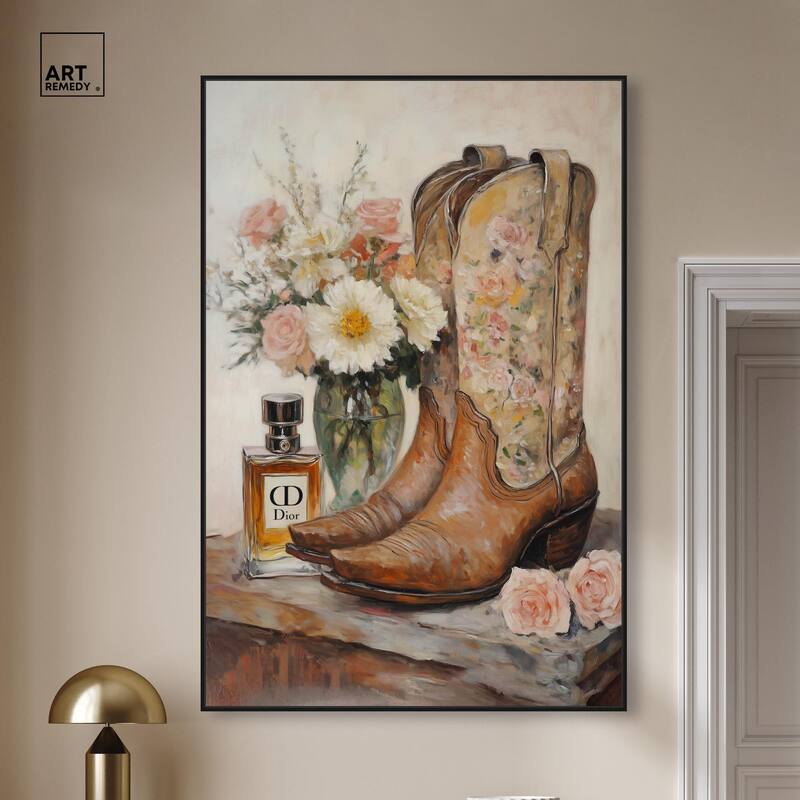 Delicate Floral Boots Canvas by Art Remedy