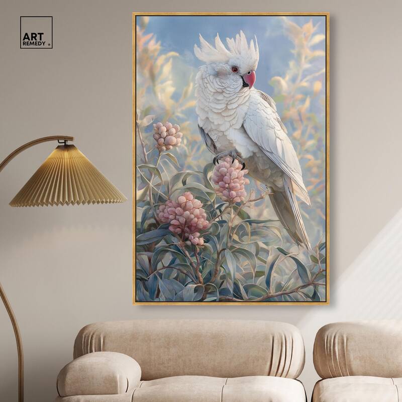 Cockatoo and Blossoms Canvas by Art Remedy