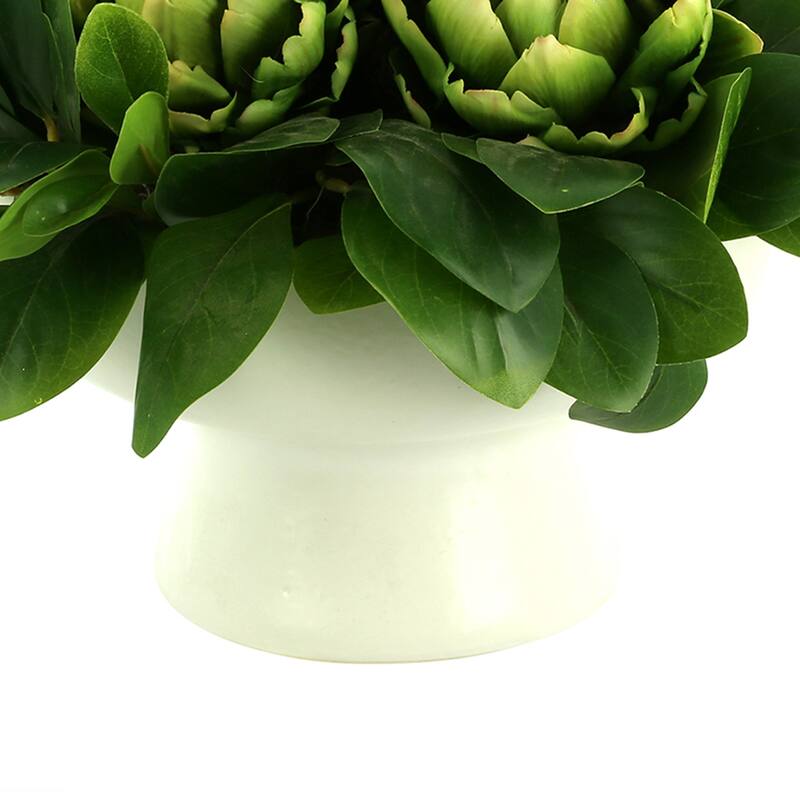 Artichoke Arrangement in Ceramic Pedestal Vase - Green