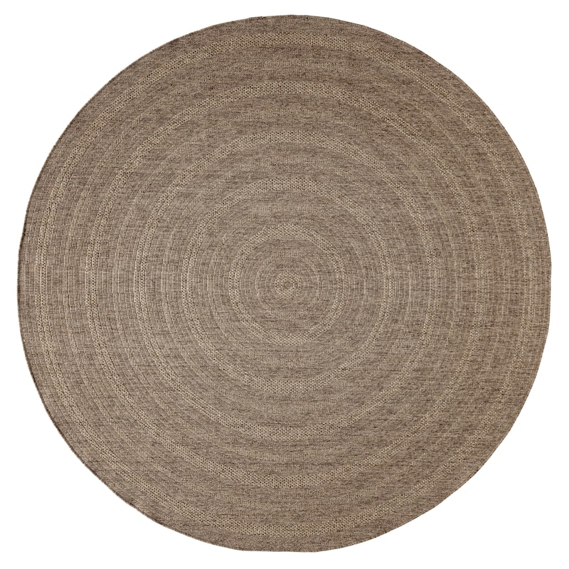 Nourison Tulum Indoor/Outdoor Geometric Area Rug - 8' x Round - Brown
