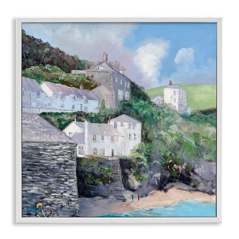 Stupell Coastal Village Beach Framed Giclee Art Design By Meredith Howse - 24 x 24 - White
