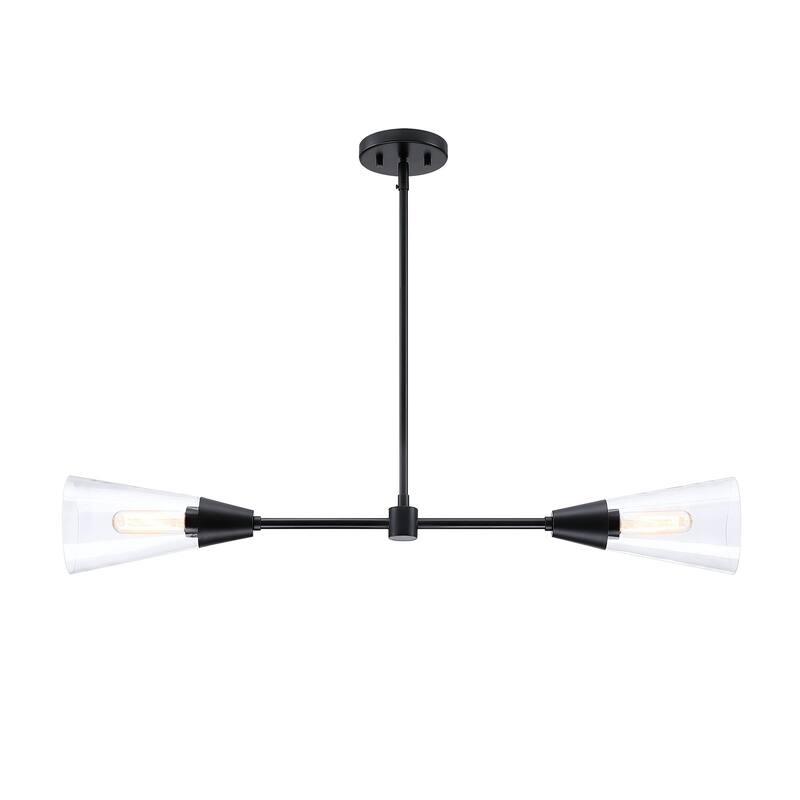 Norro 36 in. 2-Light Matte Black Modern Island Pendant Light