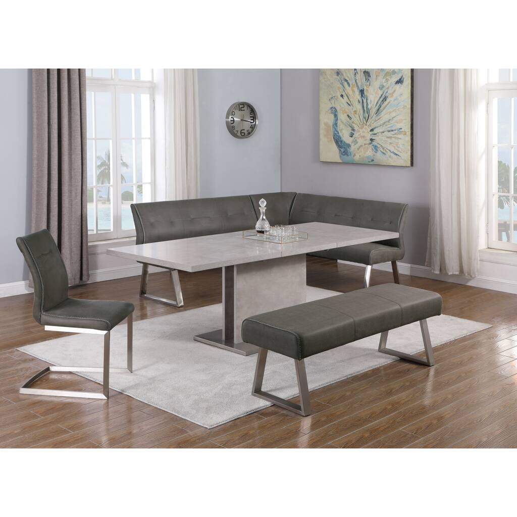 Somette Kaitlynn Grey Extendable Dining Set with Nook and Bench