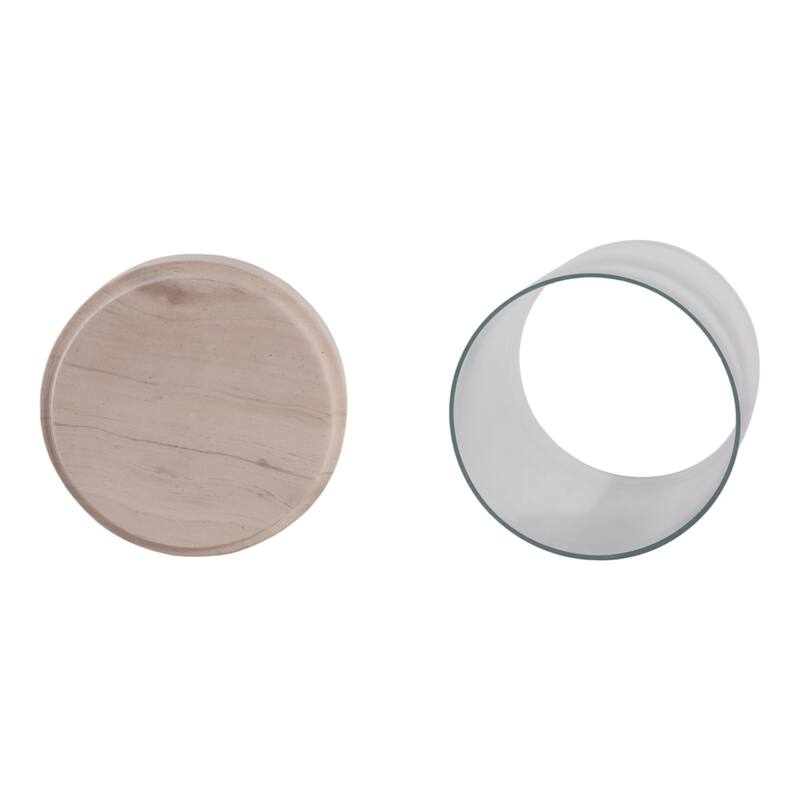 Marble Glass Hurricane Lantern Cylinder Style Home Office - 12" Ivory - 7.5" x 7.5" x 12"