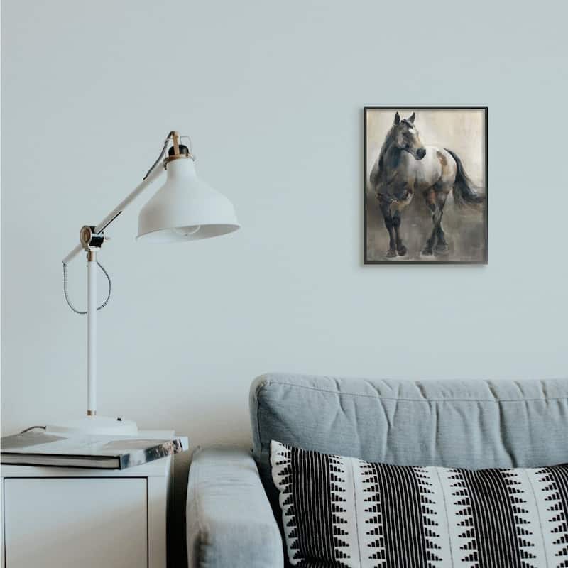 Stupell Abstract Wild Horse Stance Brown Black Painting Framed Wall Art