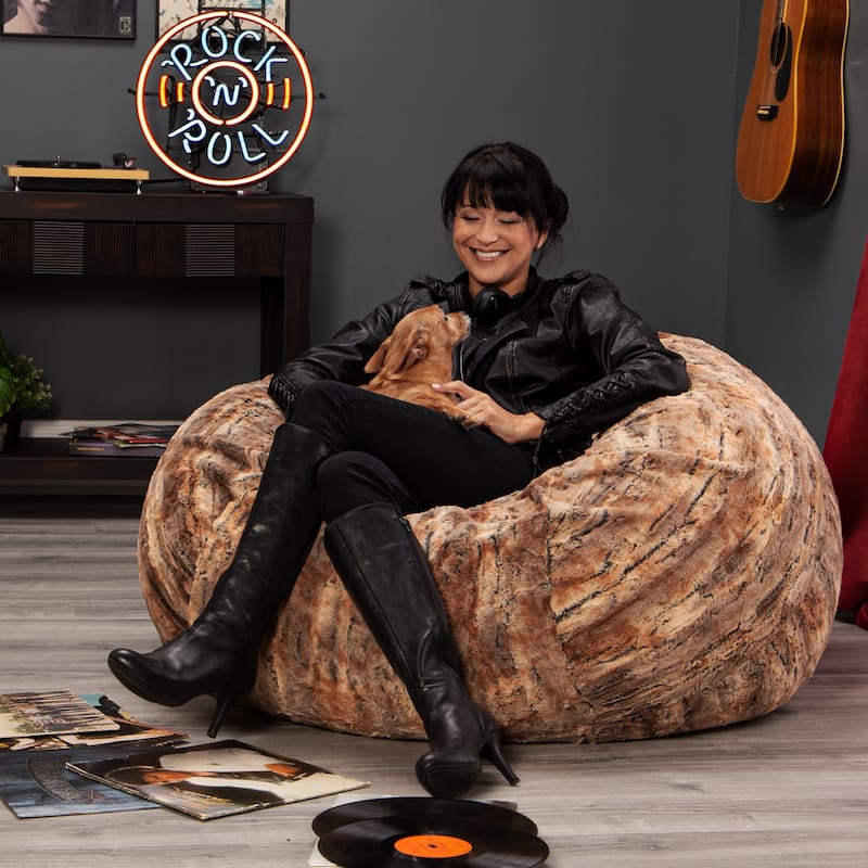 Jaxx 4' Foot Large Bean Bag Chair and Lounger for Teens and Young Adults - Luxe Faux Synthetic Fur