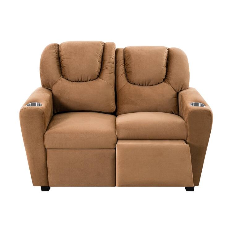 Kids Recliner Loveseat - Toddler Reclining Chair for Ages 3-5 with Cup Holders, Push-Back Recline, and Adjustable Footrest