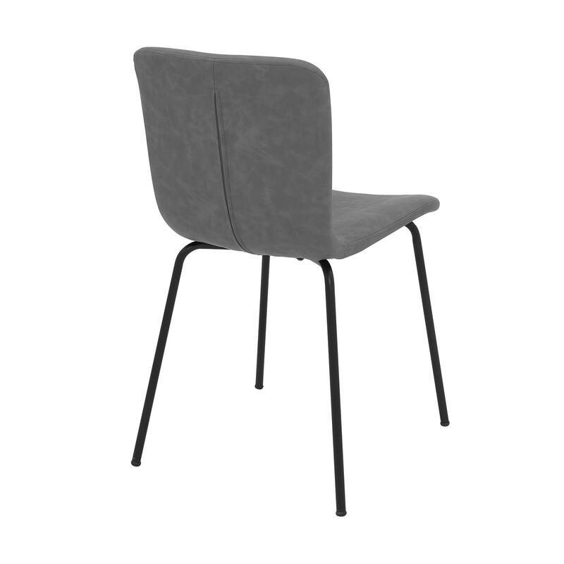 Modern Light Gray Fabric and Metal Dining Room Chairs - Set of 2
