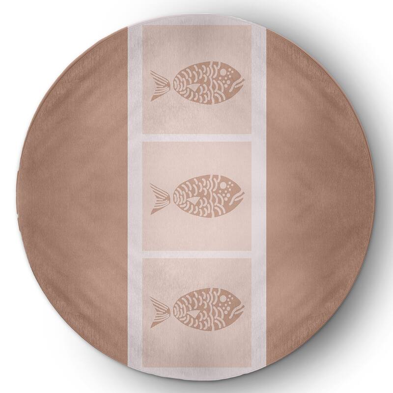 Fish Chips Nautical Indoor/Outdoor Rug - Mauve - 5' Round