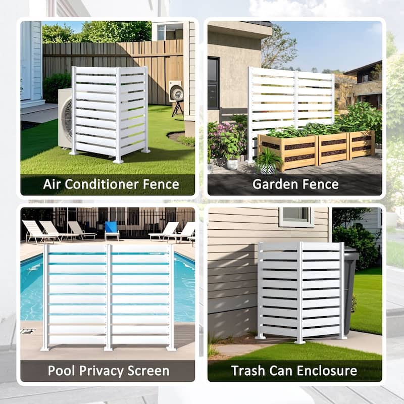 VEIKOUS 2 Pannel Versatile Outdoor Privacy Panels, Aluminum and Wooden Fence Panels for Garden - 78''×68.9''