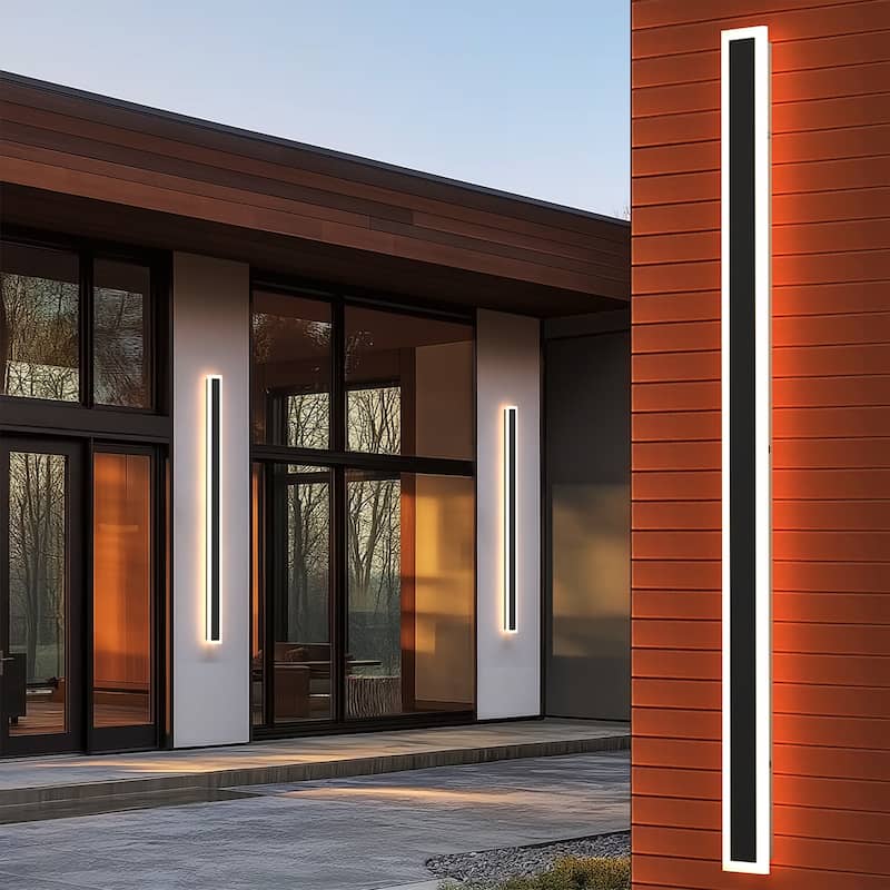 YANSUN Outdoor LED Wall Light, Rectangular Design, 3000K Warm Light, Satin Black Finish for Modern Outdoor Spaces - 3.1*1.7*43.3
