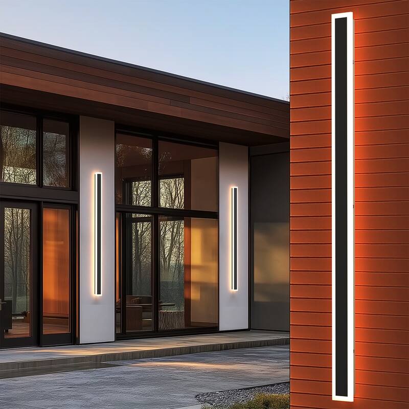 YANSUN Outdoor Wall Light, Long Rectangular Shape, 3000K Warm LED, Satin Black Finish for Stylish Exterior Décor - 3.1*1.7*43.3