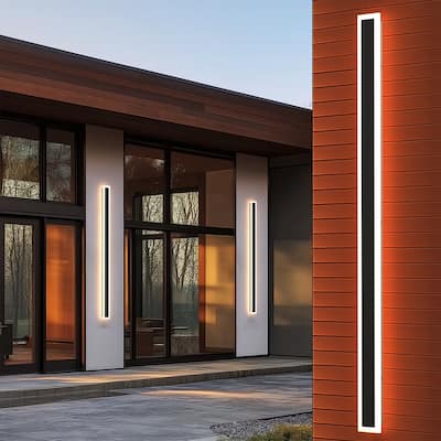 YANSUN Outdoor Wall Light, Rectangular Design, 3000K and 6000K LED, Satin Black Finish for Versatile Exterior Lighting