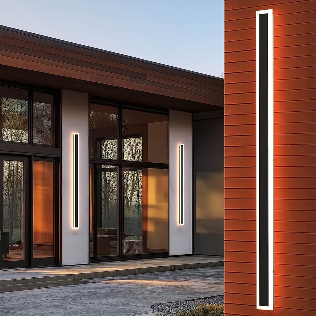 YANSUN Outdoor Wall Light, Rectangular Design, 3000K and 6000K LED, Satin Black Finish for Versatile Exterior Lighting