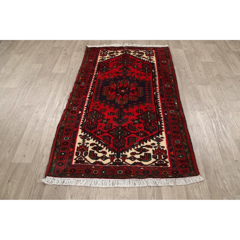 Tribal Geometric Hamedan Persian Wool Area Rug Hand-knotted Carpet - 3'2" x 5'3"
