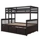 preview thumbnail 27 of 55, Separable Twin-Over-Full Bunk Bed Wooden Kids Bed with Twin Size Trundle,Guardrails,Drawers for Bedroom