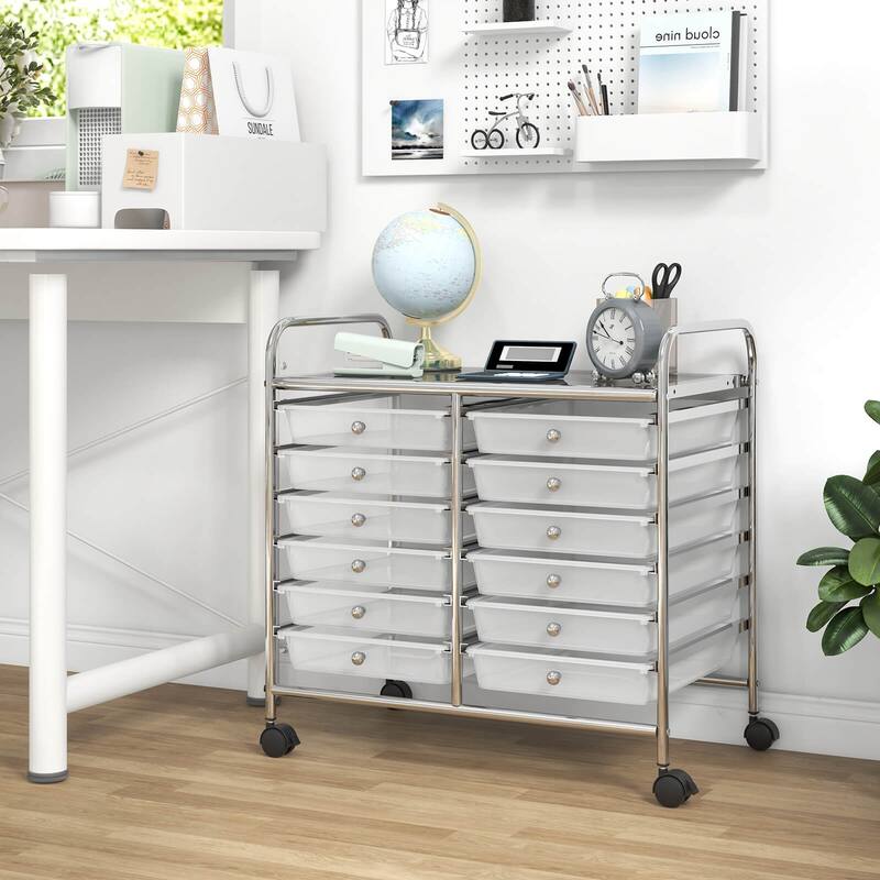 Costway 12 Drawers Rolling Cart Storage Scrapbook Paper Studio - See Details