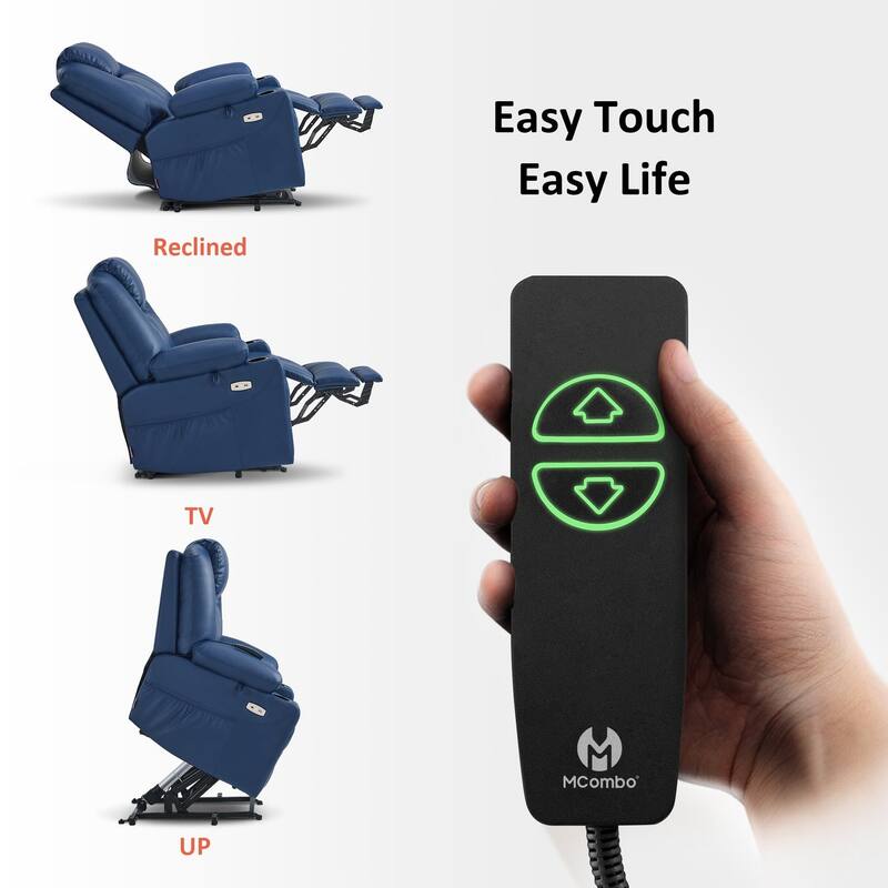 MCombo Electric Power Lift Recliner Chair Sofa with Massage and Heat, 3 Positions, USB Ports, Faux Leather 7040