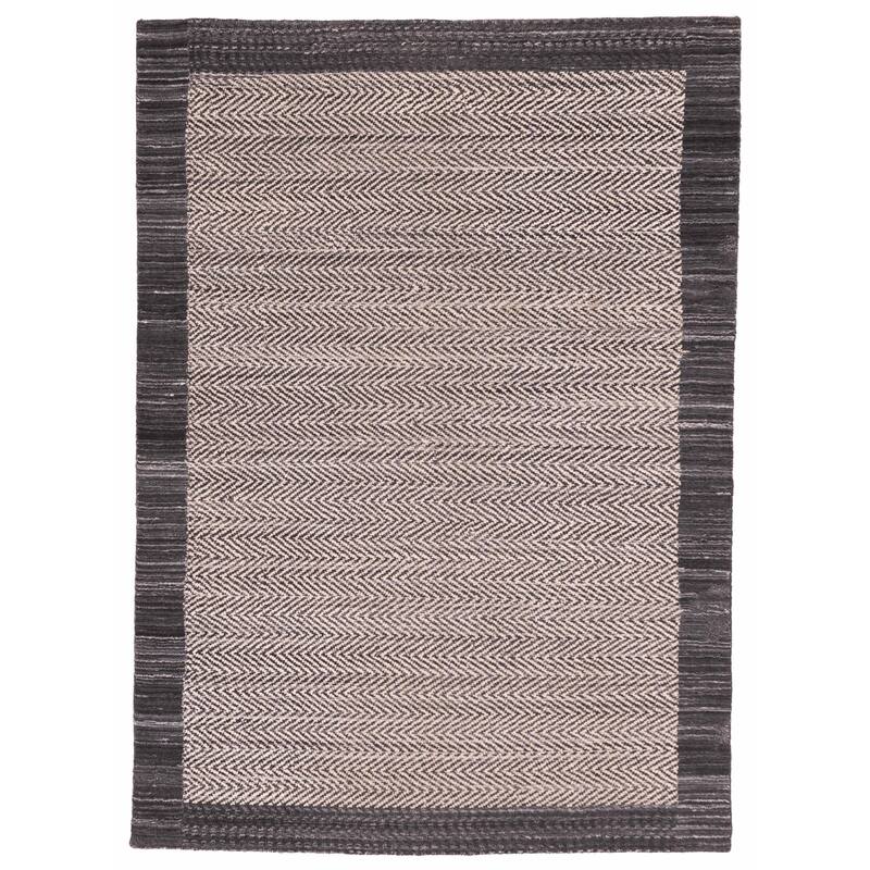 ECARPETGALLERY Hand Loomed Loreto Light Grey Wool Rug - 5'6 x 7'9