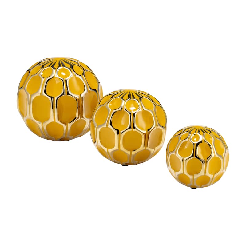 Accented Abstract Modern Coastal Decorative Orbs Set of 3