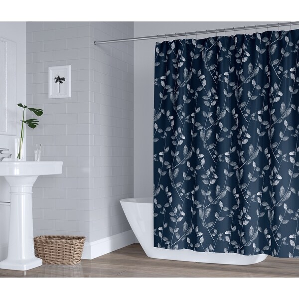 VINE LEAF IN BLUE Shower Curtain By Becky Bailey On Sale Bed