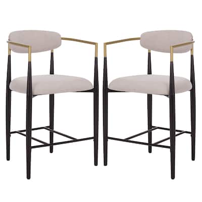 SAFAVIEH Home Covelle Arm Counter Stool (Set of 2) - 20"W x 23"D x 37"H