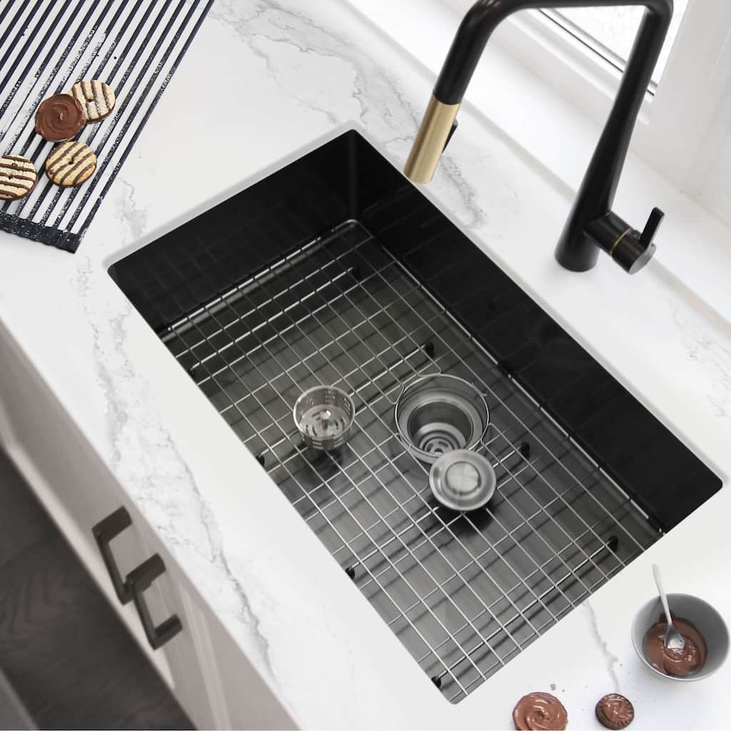 STYLISH 30 inch Graphite Black Stainless Steel 16G Undermount Kitchen Sink - 30" x 18" x 9"