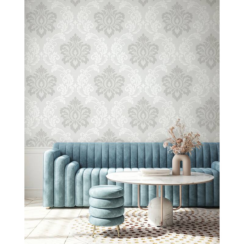 Seabrook Designs Deco Damask Nonwoven Unpasted Wallpaper