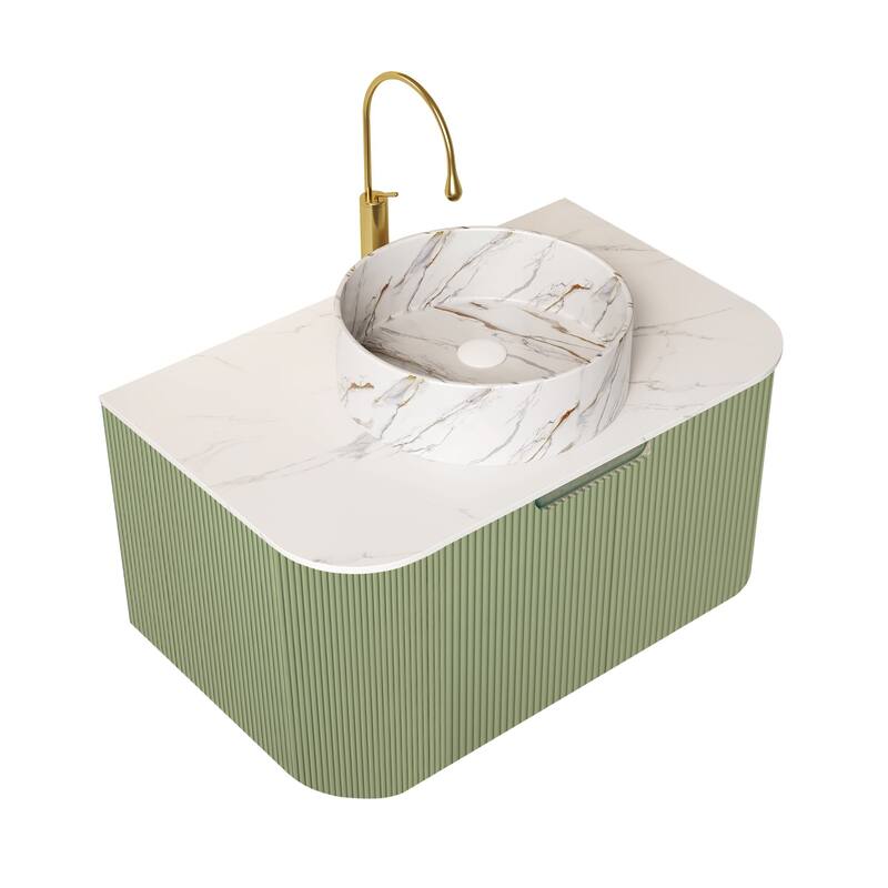 Wall Mounted Bathroom Vanity with Sink - 30" - Light Green