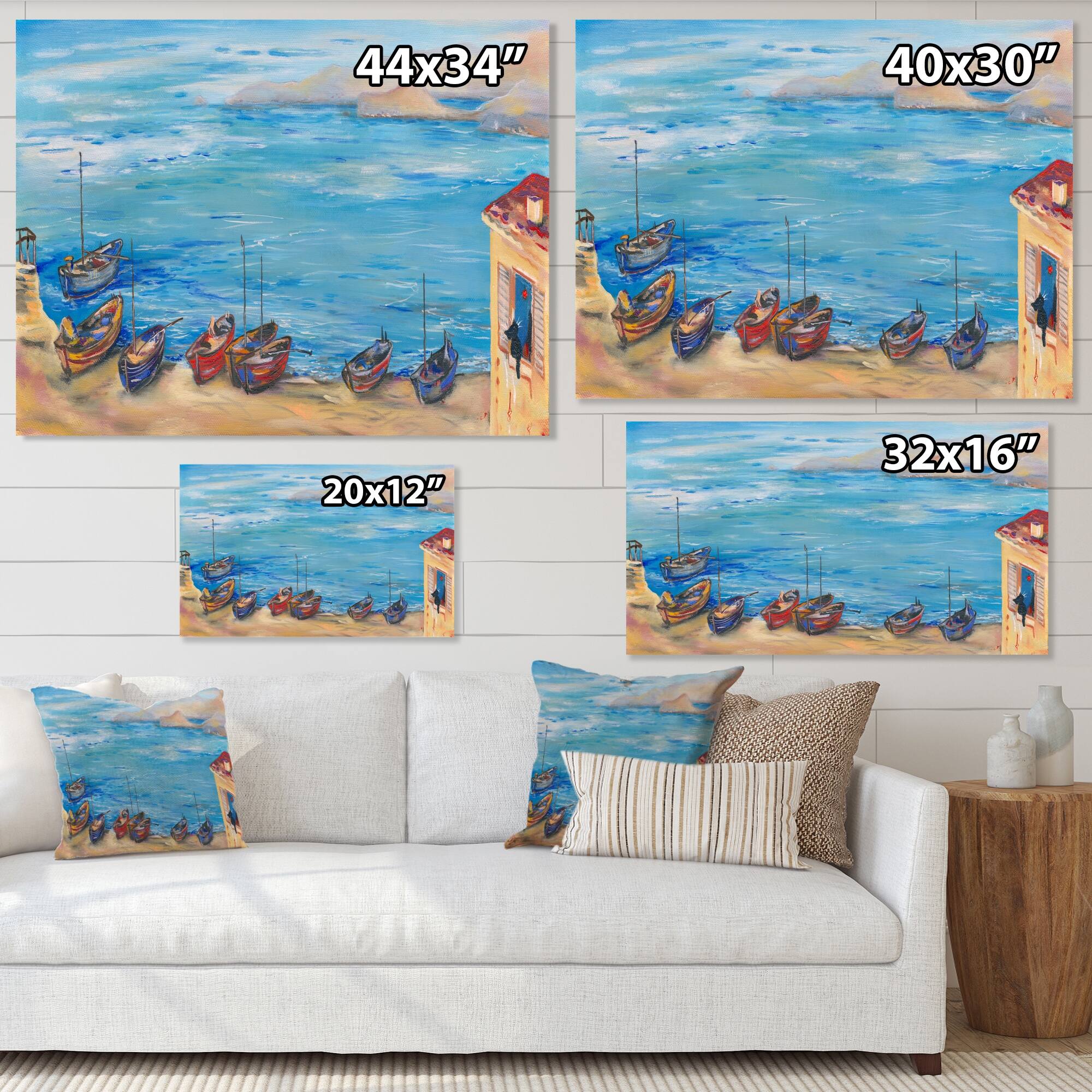 Designart "Gulf Of Naples Coastal Landscape" French Country Canvas Wall