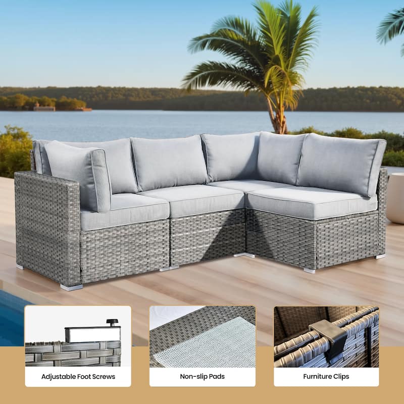 XIZZI 9 Pieces Patio Wicker Furniture Swivel Rocker with Firepit Table