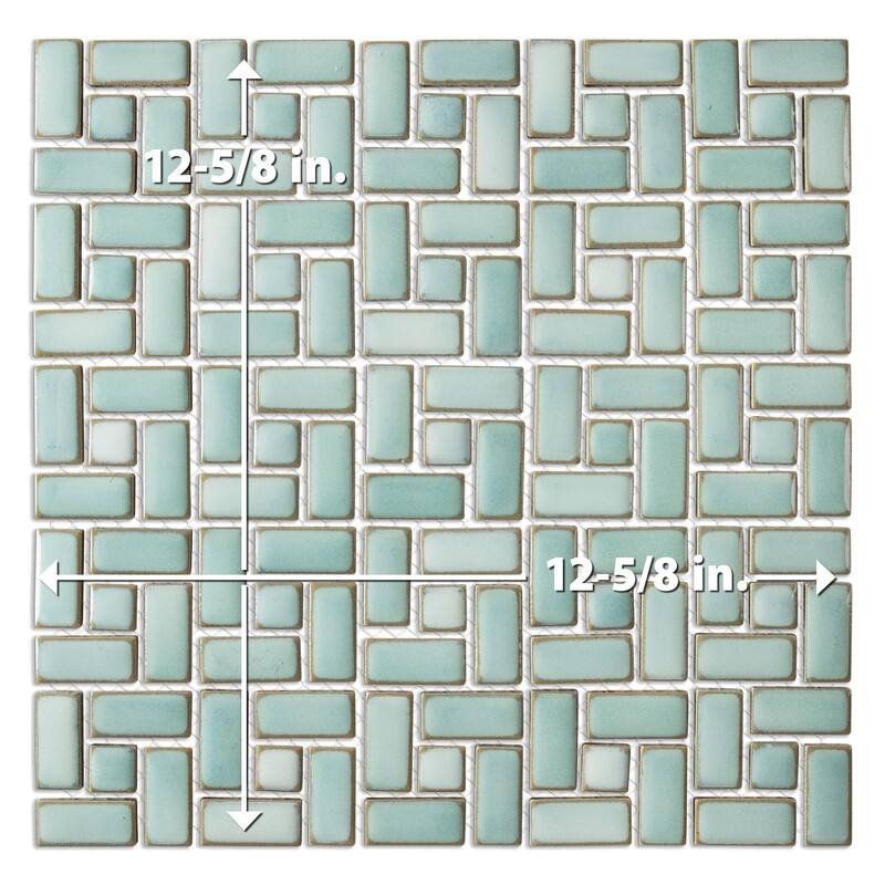 Merola Tile Hudson Spiral Mint Green 12-5/8" x 12-5/8" Porcelain Mosaic Floor and Wall Tile