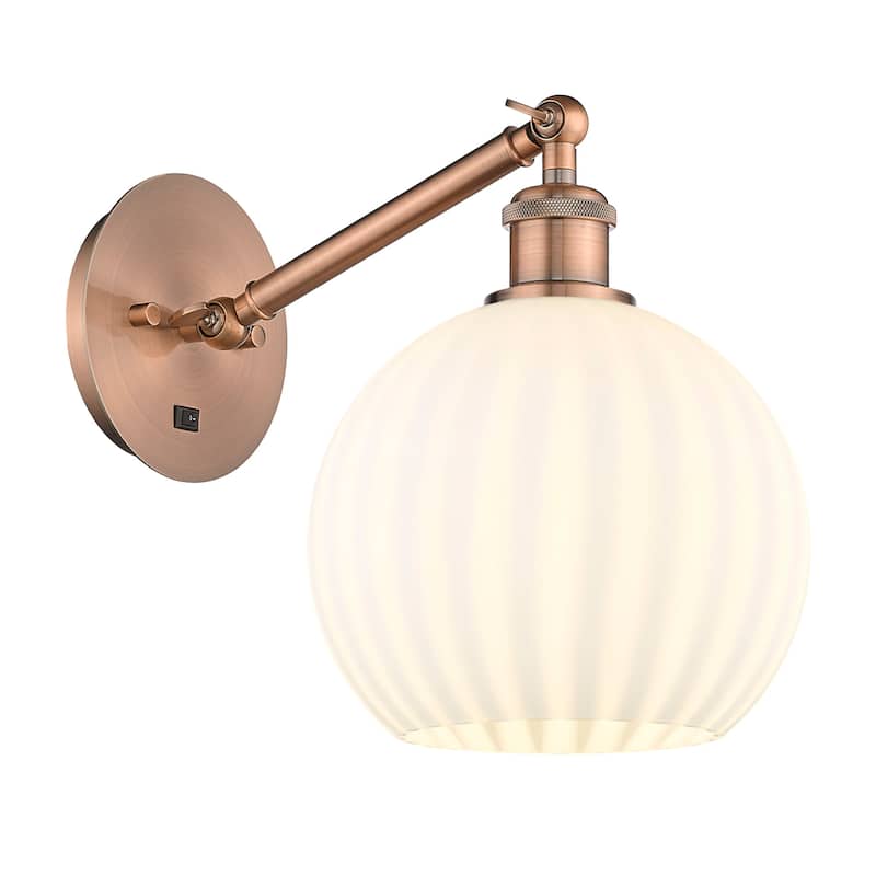 Innovations Lighting 317-1W-10-8 White Venetian Sconce White Venetian - Antique Copper