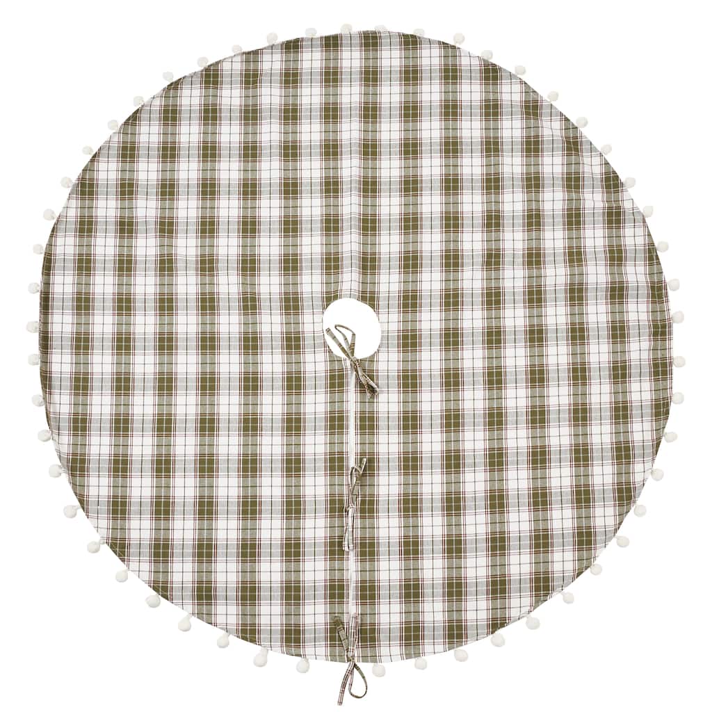Plaid Design Pom Pom Tree Skirt