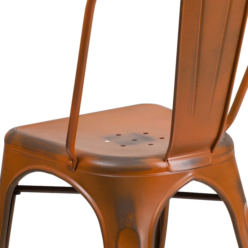 Distressed Metal Indoor-Outdoor Stackable Chair - Kitchen Furniture