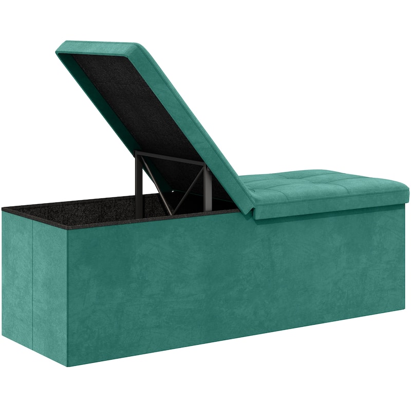 Moasis 43"Lift Top Button Tufted Fabric Storage Ottoman