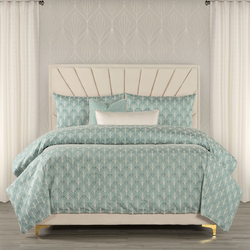 The Great Gatsby At The Gate Art Deco Duvet & Insert Set - Sea Blue - King - 6 Piece