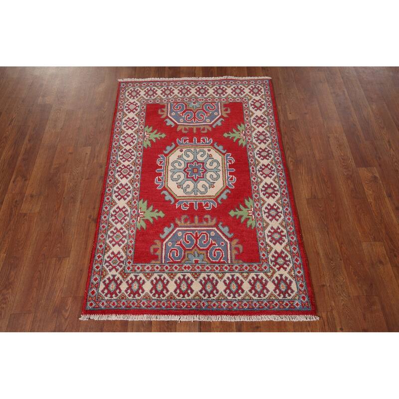 Red Kazak Accent Rug Handmade Traditional Wool Carpet - 2'7" x 4'0"