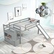 preview thumbnail 13 of 16, Wooden Twin Size Low Loft Bed Frame with Slide, Drawer, Stairway Storage and Full-length Guardrails for Kids, Teens