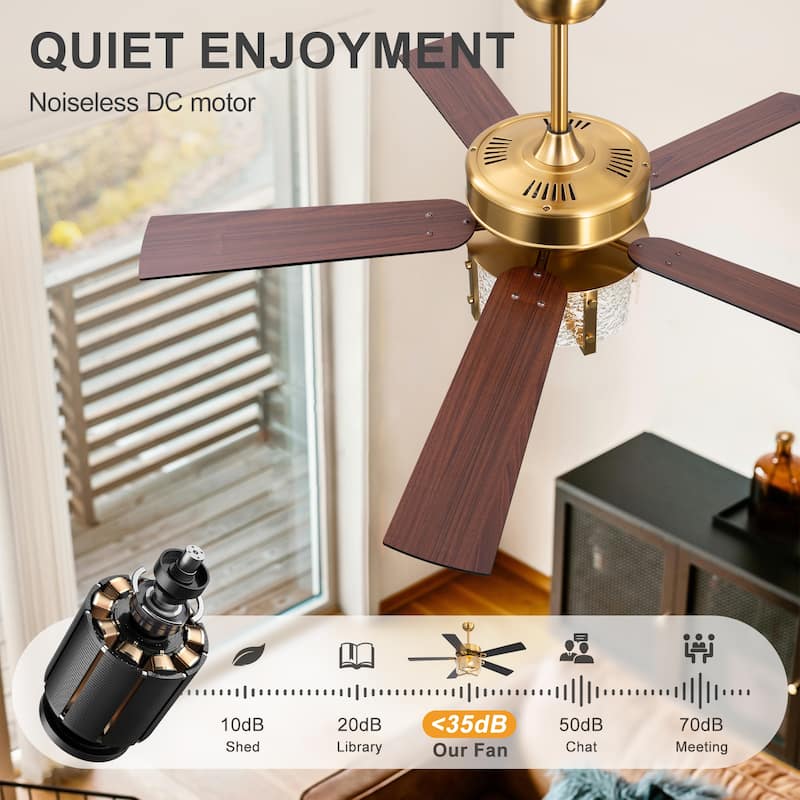 52" Reversible 5-Blade Caged Ceiling Fan with Light and Remote