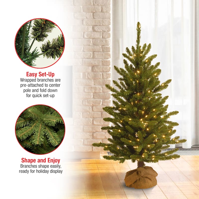 National Tree Company 4 ft. Kensington Burlap Tree with Clear Lights - 4 Foot