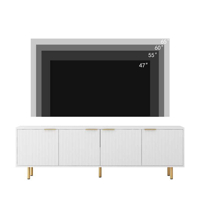 Modern Wood TV Stand with Power Outlet and Doors