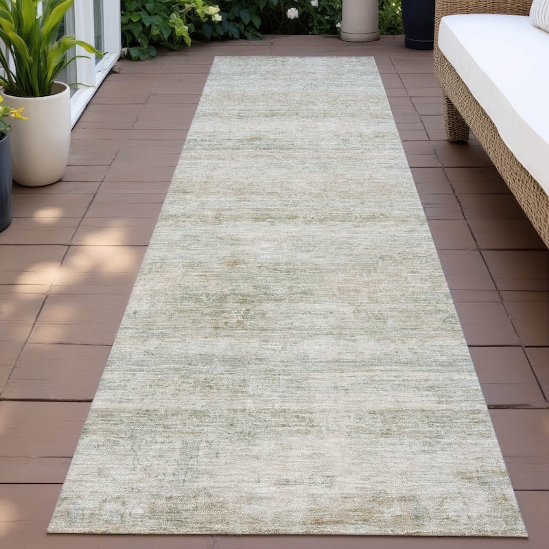 Machine Washable Indoor/Outdoor Watercolor Ombre Chantille Rug - Putty - 2'3" x 7'6"