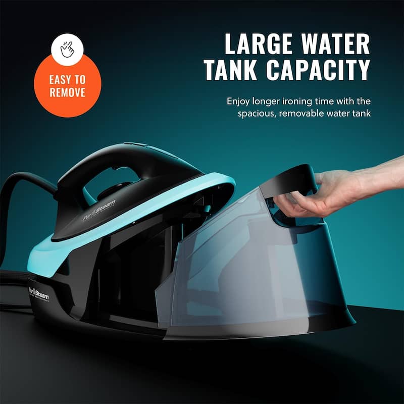PurSteam Steam Station Max Ceramic Soleplate Steam Iron for Clothes 1500W, 50.7oz Removable Water Tank Iron Steamer