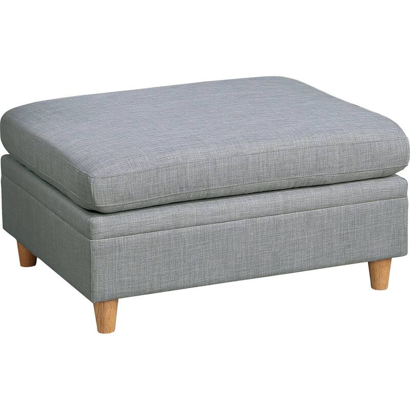 8pc Light Grey Fabric Sectional Sofa Set with 3 Wedges, 3 Armless Chairs & 2 Ottomans