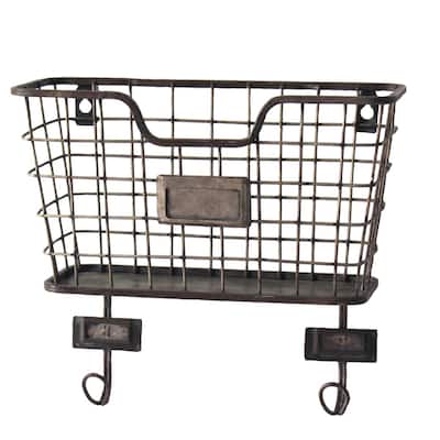 Foreside Home & Garden Rustic Distressed Wire Metal Hanging Wall Mail Pocket - 5x12.5x11.3