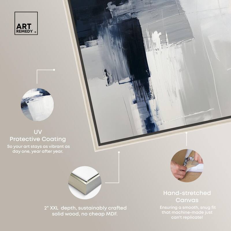 Blue Cascades on Still White Canvas by Art Remedy