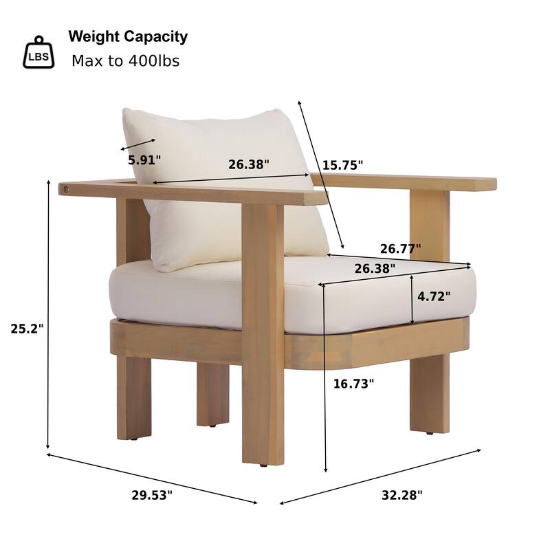 Christopher Knight Home - Elma Outdoor Acacia Wood Patio Conversation Set with Slatted Coffee Table & Cushions