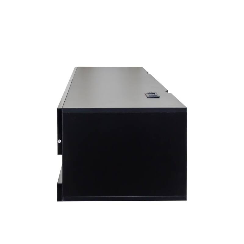 Roomfitters 80-Inch Floating TV Stand, Wall Mounted Entertainment Center with LED Lighting and Charging Station