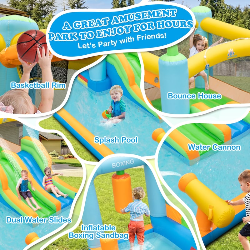 Costway Inflatable Water Slide Giant Kids Bounce House Park Splash - as pic shows - See Details
